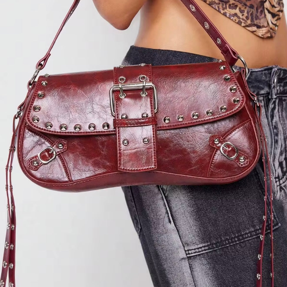 Sac Moto Punk à Rivets – Cuir PU Premium
