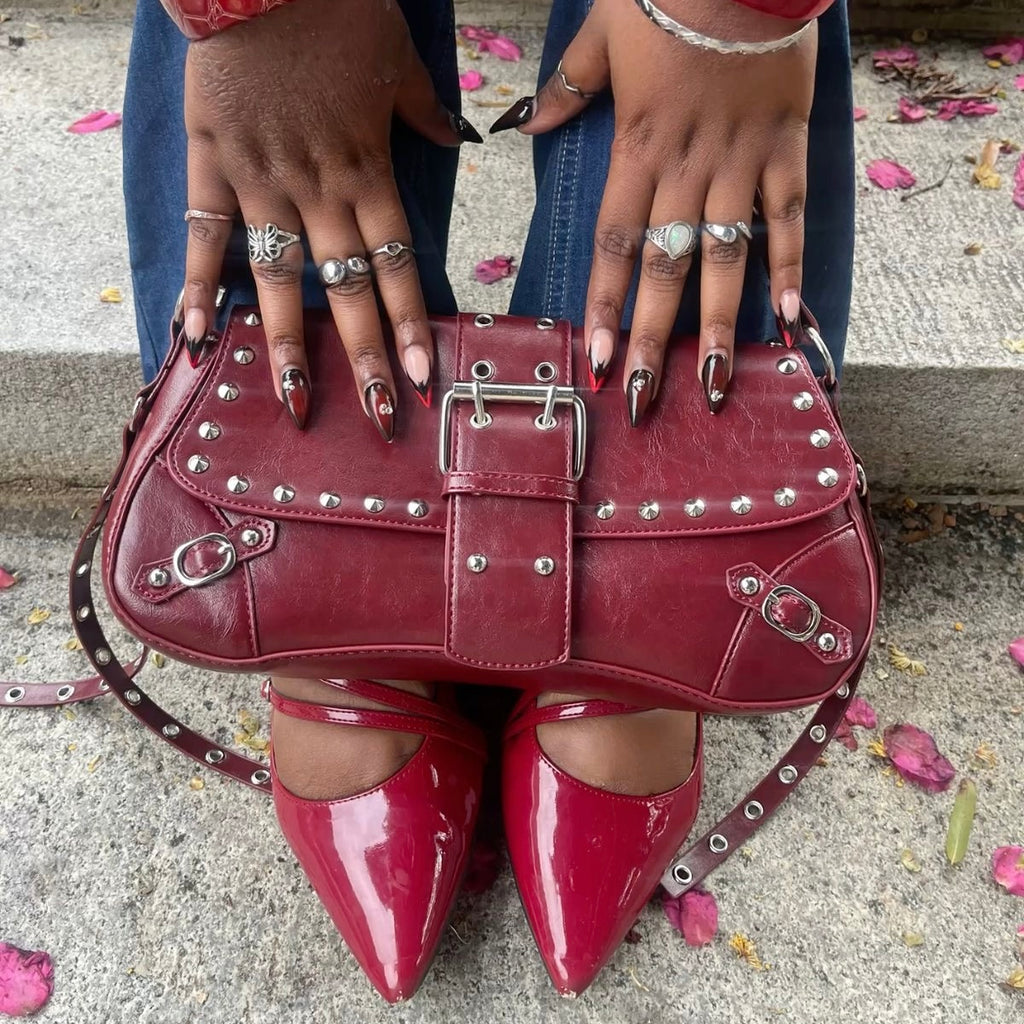 Sac Moto Punk à Rivets – Cuir PU Premium